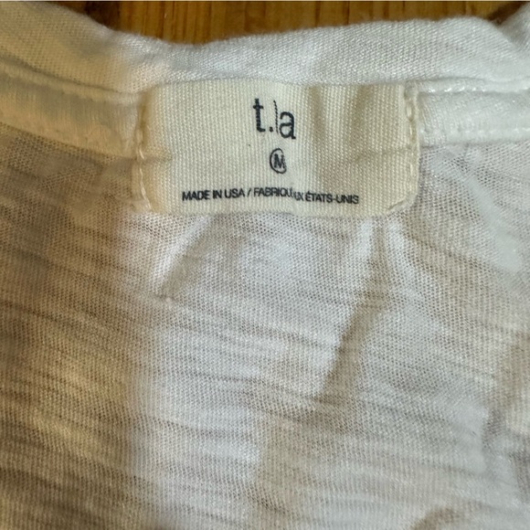 Anthropologie T.La Women's White Embroidered Short Sleeve V-neck Top Sz M (a3 - Picture 8 of 10